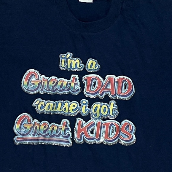 Vintage 80s Best Dad Because Great Kids 1980s Graphic Fathers Day Tshirt - Picture 2 of 4